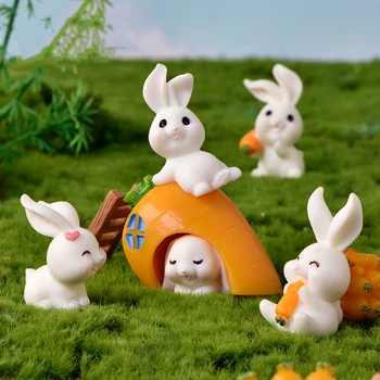 Кролик Райский Торт Топпер Милый Мультфильм Животных Кролик Морковный Домик Декор Торта Счастливый Кролик Пасхальный День Рождения Поставки Для Вечеринки  5