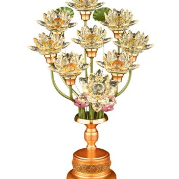 Лампа Lotus для поклонения Будде, бытовой красочный плагин, девять продуктов, лампа для поклонения глазурованному Будде, Пары храмовых кристаллов  5