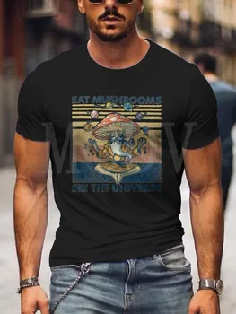 Летняя Мужская Повседневная футболка с круглым вырезом и коротким рукавом с принтом 2023 года, Красочная Футболка с принтом Eat Mushrooms See The Universe3D  10