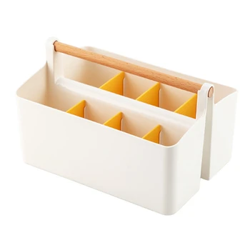Многофункциональная сумка для хранения в офисе, пластиковый держатель для карандашей, стационарный органайзер, белый и оранжевый  5