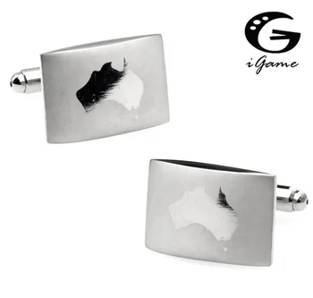 Модные запонки iGame серебристого цвета, карта Австралии с лазерным дизайном, бесплатная доставка  10