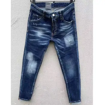 Модные мужские повседневные джинсы Slim Fit в стиле Хай-стрит в стиле панк из джинсовой ткани Брюки C007  5