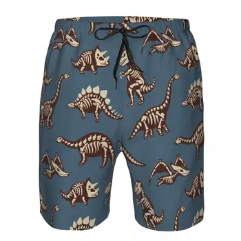 Мужские пляжные короткие шорты для плавания, мультяшные ископаемые динозавры, спортивные шорты для серфинга, купальники  5