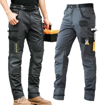 Мужские рабочие брюки с многофункциональными карманами, износостойкие рабочие брюки, высококачественные мужские брюки-карго для механиков-ремонтников  5