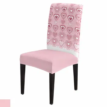 Набор розовых чехлов для стульев Love на День Святого Валентина, чехол для сиденья из эластичного спандекса для кухни, домашний декор, чехол для сиденья в столовой  5