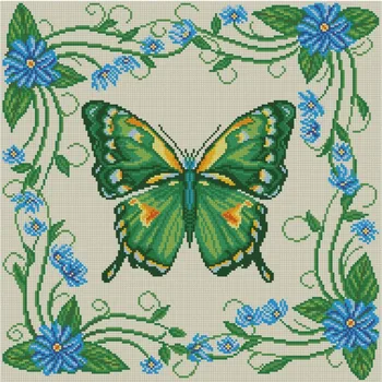 Наборы для вышивания крестиком зеленой бабочки, рукоделие своими руками, Хлопчатобумажный холст, Высококачественное рукоделие, 44-44  5