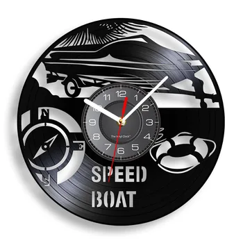 Настенные часы Speed Boat Из настоящей виниловой пластинки, моторная лодка Mosquito Craft, Моторная лодка в стиле ретро, часы с лонгплеем, подарок Speedboat Racer  5