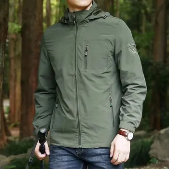 Новая куртка Мужская Осенняя повседневная M-5xl, уличная, с несколькими карманами, Тонкая, для пеших прогулок, Водонепроницаемая, с капюшоном, Ветрозащитная, Тактическая Армейская  5