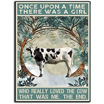 Новинка, у коровы была девочка, и она действительно любит настенную роспись коровы, винтажную металлическую вывеску для любителей коров, настенный художественный плакат, Металлическую Настенную Жестяную вывеску  5