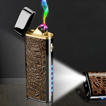 Новое импульсное Двухдуговое Беспламенное плазменное освещение USB Зарядка Портативная Ветрозащитная Металлическая зажигалка Для кемпинга на открытом воздухе Персонализированные Подарки для мужчин  10