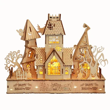 НОВЫЕ наборы для сборки 3D деревянных головоломок на Хэллоуин, модели коттеджа с подсветкой, Casa Handmade Crafts Подарки для взрослых  10