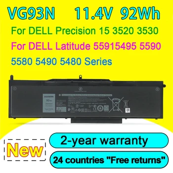 НОВЫЙ Аккумулятор для Ноутбука VG93N Dell Precision 15 3520 M3520 3530 M3530 Latitude 5480 E5480 5490 E5490 5580 E5580 Серии 11,4 V 92WH  5