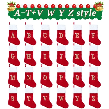 Носки с Рождеством, красные буквы алфавита, Чулок с подвеской в виде Рождественской елки, Рождественское украшение 2023 года для дома, Navidad Новый год 2024  10