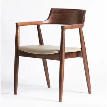 Обеденный стул из массива дерева в скандинавском стиле Стул президента Кеннеди Стул Хиросимы Кафе Ресторан Конференц-кресло Простая домашняя мебель  10