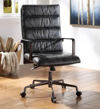 Офисное кресло ACME Jairo, винтажная черная натуральная кожа 92565 на месте  10