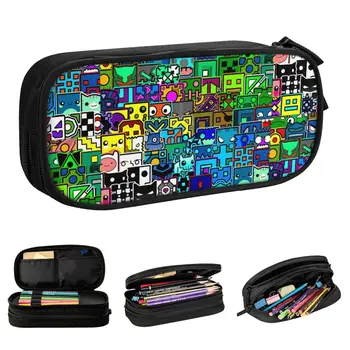 Пенал с рисунком Geometry Cube Gaming Dash, Креативный держатель ручки, сумки для студентов, большое хранилище школьных принадлежностей, Подарочные пеналы  5