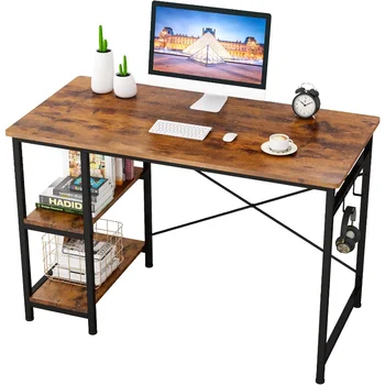Письменный Компьютерный стол Engriy 47 дюймов, Рабочий Стол для Домашнего Офиса с 2 Полками для хранения с левой или Правой стороны, Промышленный Простой  10