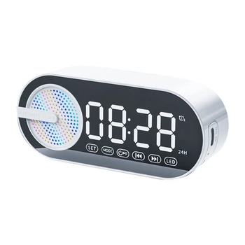 Портативный динамик Bluetooth с цифровыми часами С красочным ночником, Двойной будильник, зеркальный сабвуфер, простая установка  5