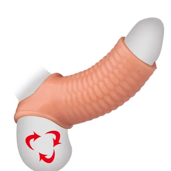 Презервативы с большим рукавом для пениса Многоразового использования, длинное кольцо для пениса, задерживающее эякуляцию, презервативы высокой эластичности, Интимные товары, секс-инструменты  10