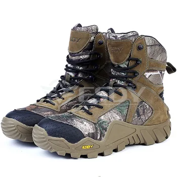 Прочные высокие ботинки для альпинизма, бионический камуфляж, Охотничьи ботинки для рыбалки, военная тактическая противоскользящая обувь, повседневные ботинки  5