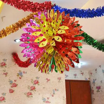 Рождественские подвесные украшения, гирлянды из фольги, Праздничный Подвесной потолочный декор  10