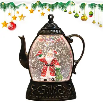 Рождественский фонарь в форме чайника, Фонарики со встроенной подсветкой, Снежные шары, Рождественские украшения в виде снеговика, Рождественский подарок  5