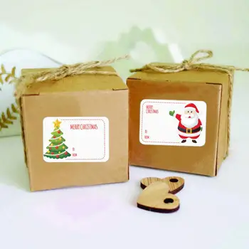 Симпатичная Рождественская наклейка, самоклеящаяся, не выцветающая Бирка для Рождественского подарка, этикетка с орнаментом для рождественской вечеринки в мешке для конфет  5