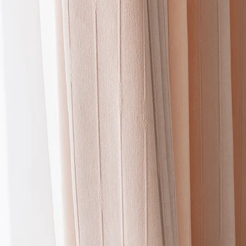 Скандинавские шторы для гостиной, столовой, спальни, изготовленные на заказ Роскошные минималистичные современные шениллы телесно-розового цвета, декор занавесок для дверей и окон  5