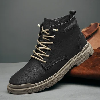 Совершенно новые мужские зимние ботинки из натуральной воловьей кожи, теплые мужские ботинки ручной работы в стиле ретро, роскошная кожаная зимняя обувь, мужские ботильоны  10