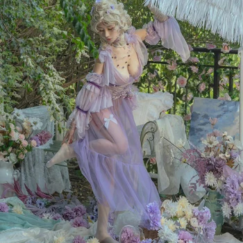 Спящая Красавица Аниме Косплей для Женщин Фиолетовое Платье Мечты Оригинальная Сексуальная Пижама Принцессы Ретро Придворные Платья Юбка в комплект не входит  5