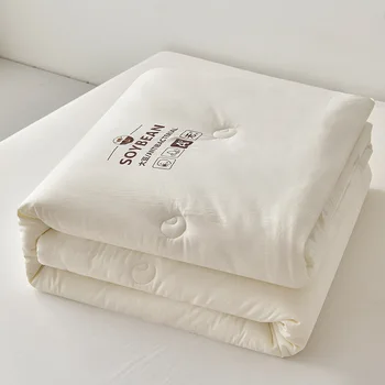 Стеганое одеяло из органического хлопка класса А для матери и ребенка без красителей из соевого волокна, зимнее утолщающее теплое комфортное одинарное двойное одеяло  5