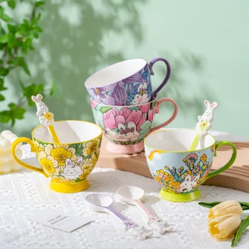 Чашка для завтрака в Год Кролика Креативная Чашка Для Питьевой Воды Four Seasons Rabbit Home Cute Mug High Beauty Milk Oat Cup  5