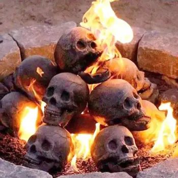 Череп для камина на Хэллоуин, орнамент в форме черепа из смолы, реалистичные огнеупорные украшения в виде черепа на Хэллоуин, для костров, для тематических  5