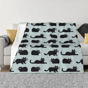 Черное Кошачье Одеяло, Покрывало На Кровать Винтажного размера King Size  5