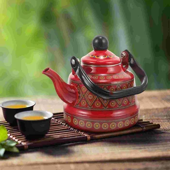 Эмалированный Чайник Для Чая Винтажный Чайник Для Заваривания Рассыпчатого Чая Керамический Чайник Для Заваривания Чая Плита 1 1Л Фарфоровый Эмалированный Чайник Домашний  5