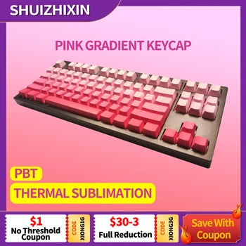 SHUIZHIXIN Pink Gradient PBT Keycaps 130Keys Custom gamer Cherry Термосублимационный Колпачок для ключей Механической клавиатуры  4