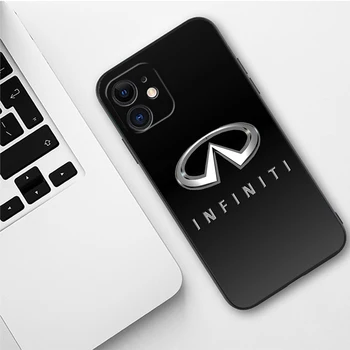 Роскошный Черный Чехол Для Телефона из ТПУ Apple iPhone 13 12 11 14 15 Pro Max Mini SE XR X XS Max 6S 8 7 plus I-Мягкая Обложка с логотипом Infiniti  5
